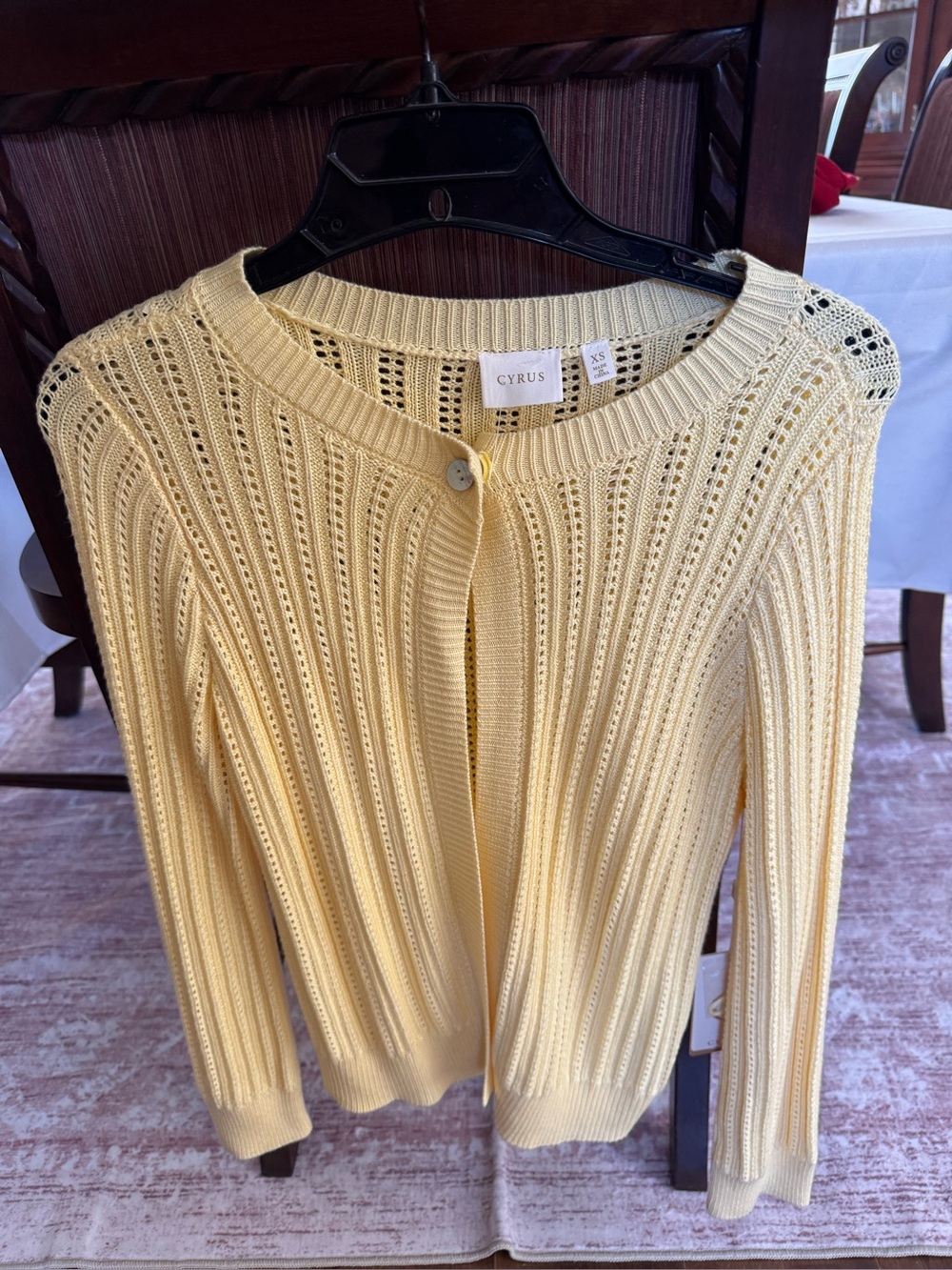 Cyrus Women's Yellow Knit Button-Front Cardigan